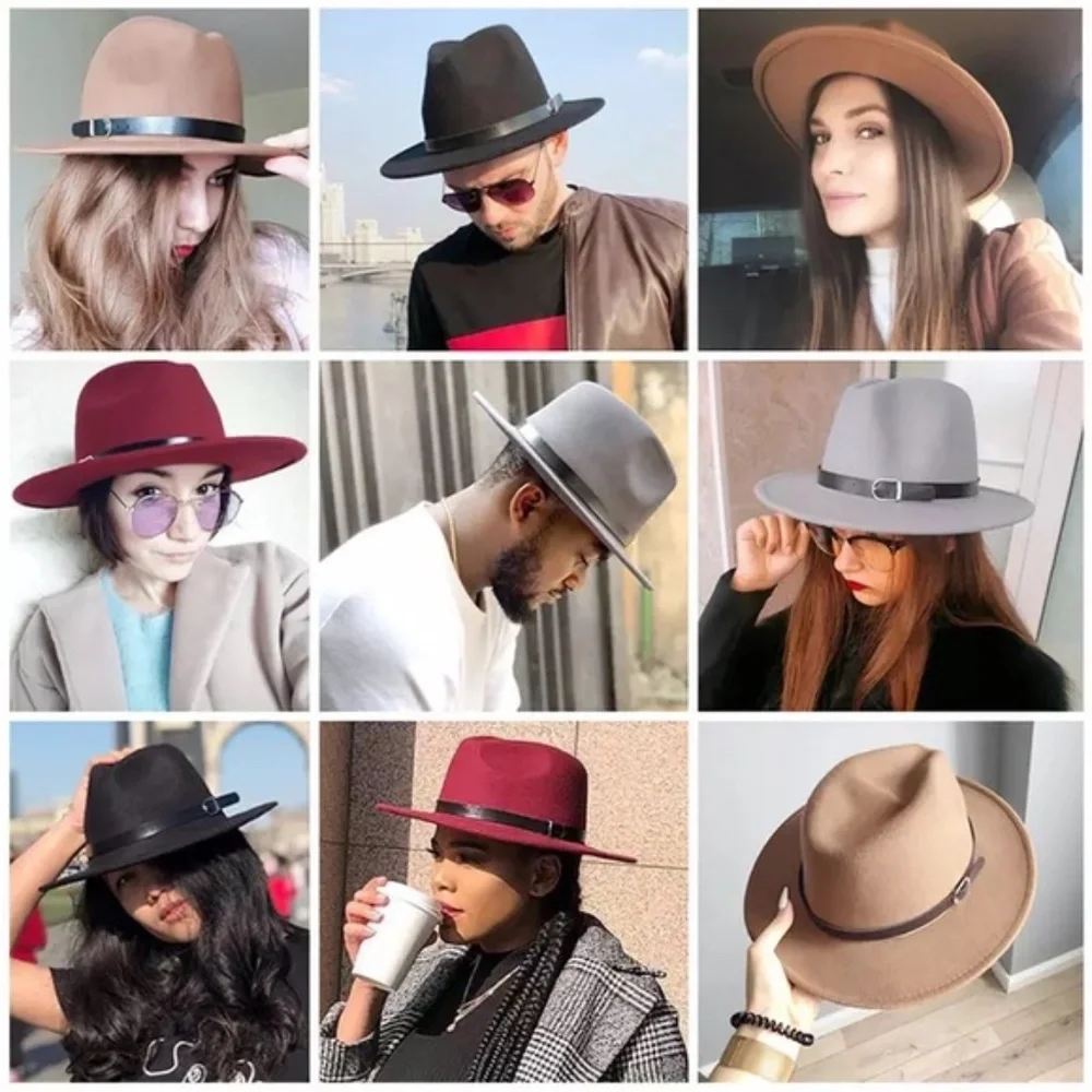 Fedora Wide Remove Trim Firm Brim Vegan Wool Hat